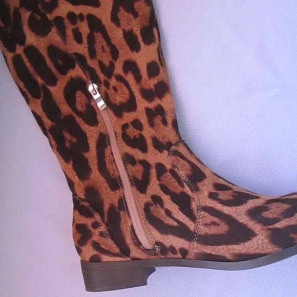 💖JOURNEE COLLECTION KERIN ANIMAL PRINT KNEE HIGH BOOTS; SZ 7 NEW 💖 - Picture 3 of 16